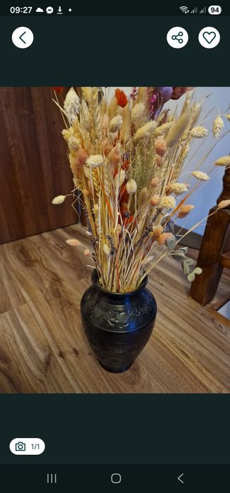 Aranjament vaza cu flori uscate stil rustic
