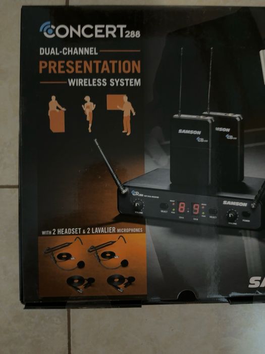 Samson Concert 288 Presentation Wireless Dual Headset Lavaliera UHF Profesional Nou Sigilat 2 bodypack-uri 2 microfoane headset HS5 2 lavaliere LM5