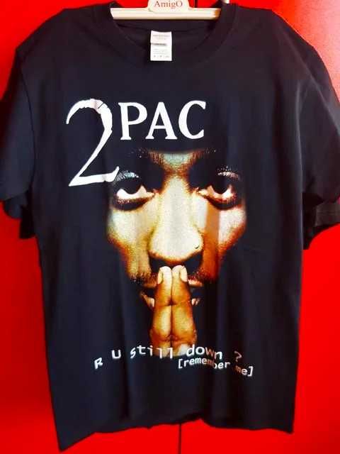 Тениска 2Pac дизайн Лице и Гръб, 100% памук, в черно  и Цветно (S) Нова!