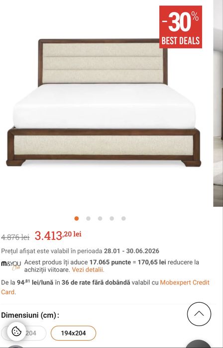 Vand set Mobexpert cu pat , saltea, noptiere si comoda