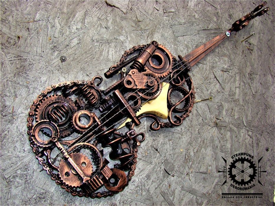 Chitara sau vioara STEAMPUNK, decor stil industrial.