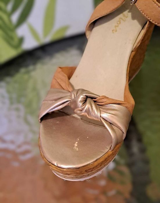 Sandale cu platformă din piele, mărimea 37, Coty Noir