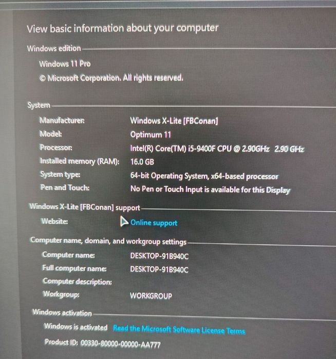 PC Gaming Asus Intel I5-9400F 2.90Ghz 16 GB Gtx 1650 4Gb