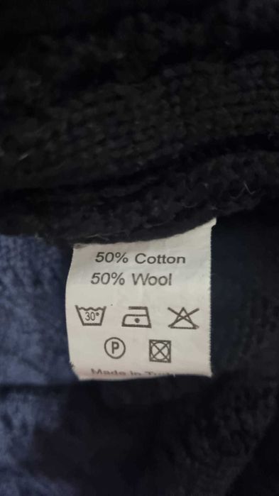 Cardigan lung, negru intens, lana 50%, bumbac 50%, marimea S