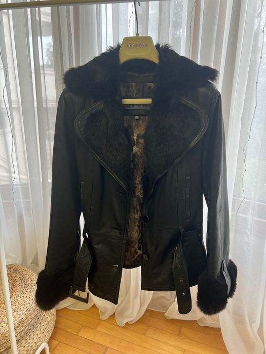 Кожено яке с естествен косъм