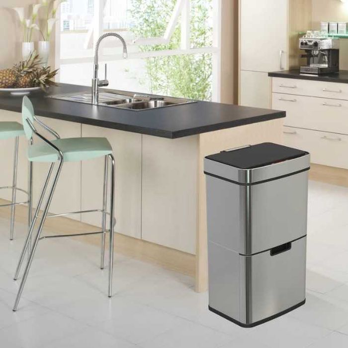 Coș de gunoi automat NARVIK cu compartiment dublu ptr reciclare, 75 l