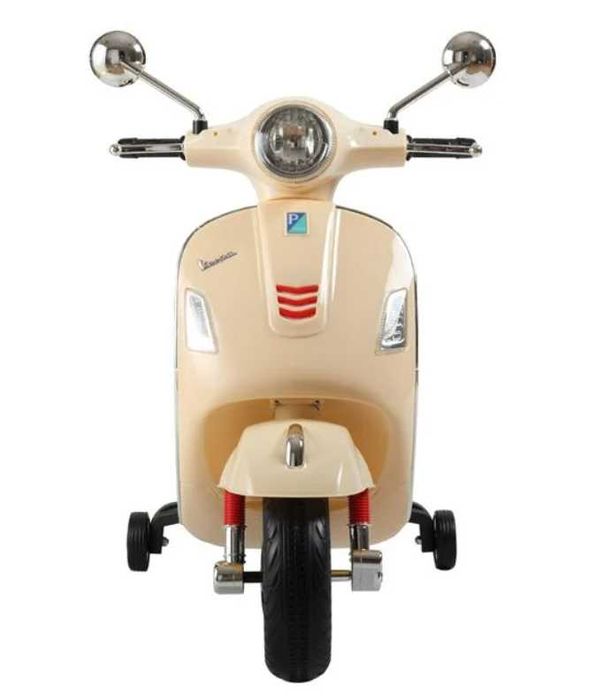 Акумулаторен мотоциклет Vespa 6V с фарове – в бежово-кафяв цвят