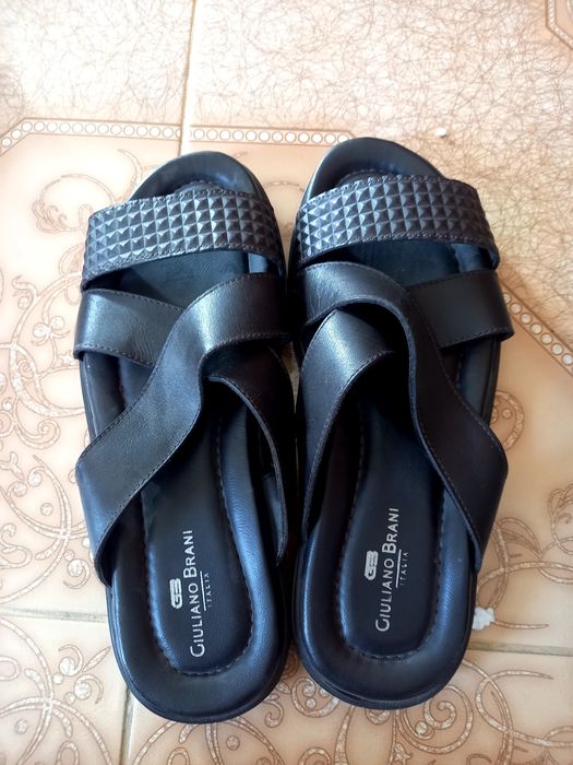 Мужские кожаные шлепки