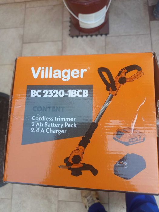 Чисто нов Акумулаторен тример Villager BC 2320-1BCB (18V) + Батерия 2Ah и Зарядно