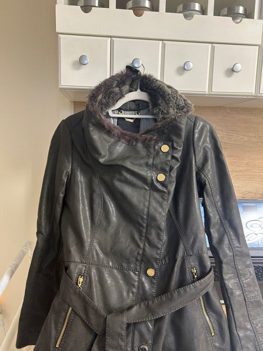 Kensol Яке от еко кожа с вата и гарнитура от зайче