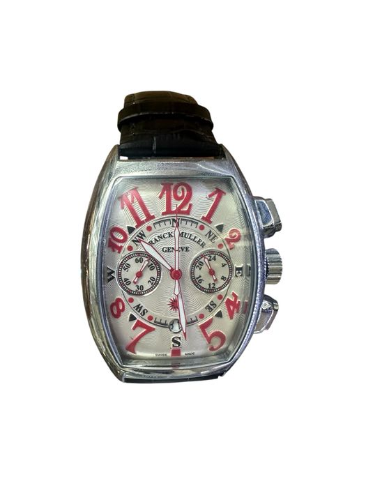 Уникален Часовник Franck Muller само за 80 евро Бял циферблат Кожена Каишка НОВО в кутия