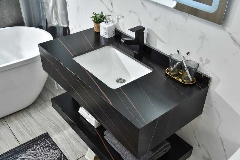 Мраморный умывальник, скандинавский шкаф для ванной комнаты с зеркалом