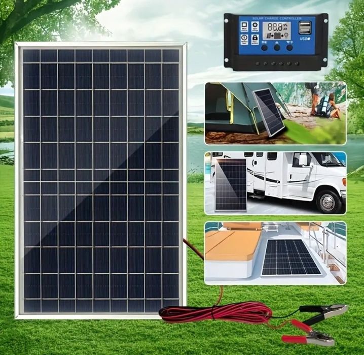 Kit Panou solar 20W + Controler 100A , Auto Rulote Garaj etc