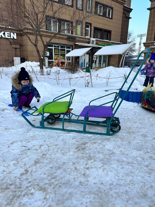 Санки двойные с колесами