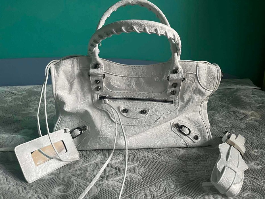 Balenciaga women's Le City Bag Medium in Optic White