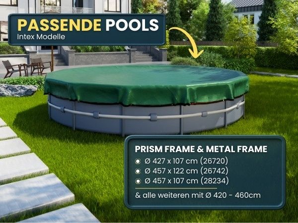 2в1 Покривало за басейн Planenfux 200g/m², Ф 520см за басейни 420-460см