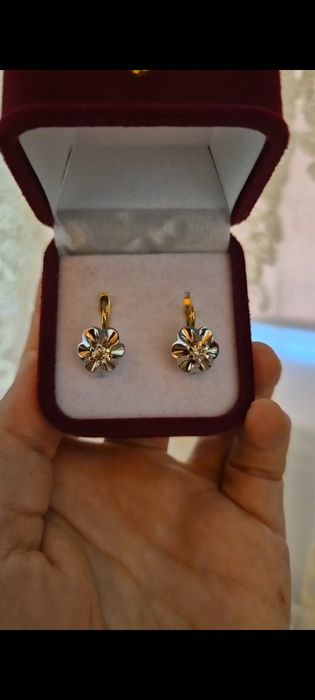Советские серьги с бриллиантами 750 пробы