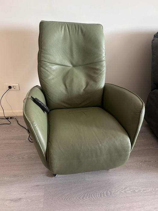 Fotoliu Recliner Electric HIMOLLA din Piele Naturală Verde Oliv - Premium