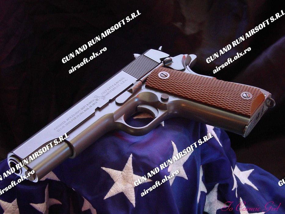 Pistol Airsoft ~MODIFICAT 5J~ Colt 1911 Rail Dual Full Metal Co2 + Gaz