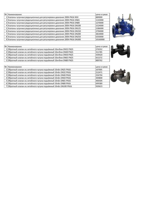 Клапаны  в ассортименте