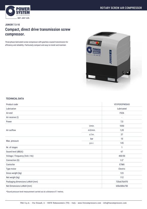 Винтов компресор 7,5kW- 10 BAR - НОВ  - MADE IN ITALY