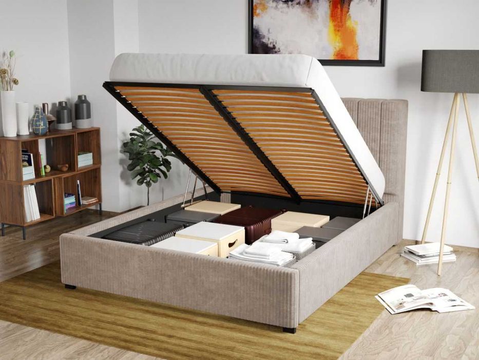 Pat Tapitat pentru saltea 190 Adam Bej - Poso 02 rabatabil + lada