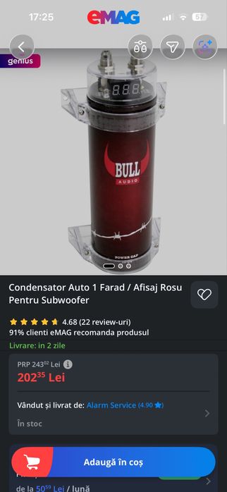 Subwoofer auto JBL + statie JBL + condensator