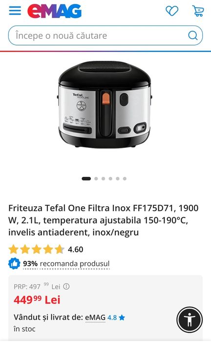 Friteuza cu ulei Tefal filtra one