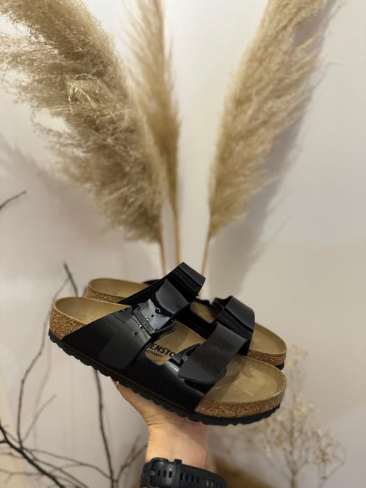 Papuci Birkenstock Negru lăcuit 37, 38, 39