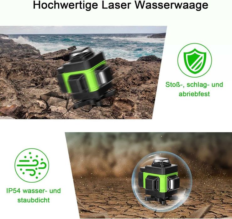 Nivelă Laser 4D cu 16 Linii – Autonivelare Automată ≤3°, Bază Magnetică 360°, Telecomandă, Montare pe Trepied