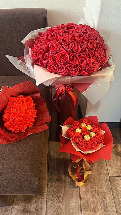 Букет от 101 вечни сатенени рози