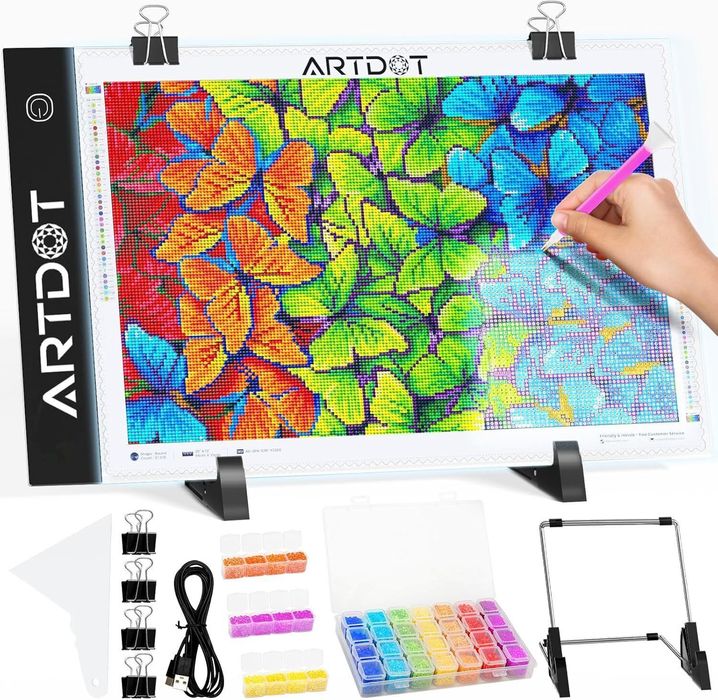 Tabla luminoasă ARTDOT A4 LED pentru pictură cu diamant si cleme