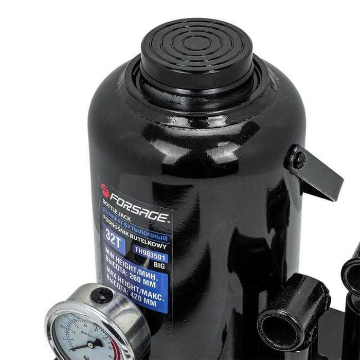 Cric hidraulic 32 tone, cu 2 pistoane si manometru, 260-420mm