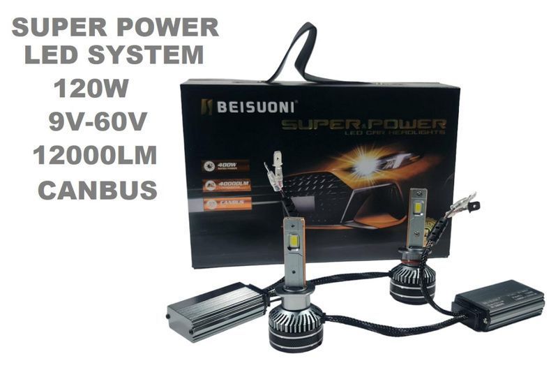 Лед крушки N9 за фарове Н1 ВИСОК клас CANBUS,Мощни /120W