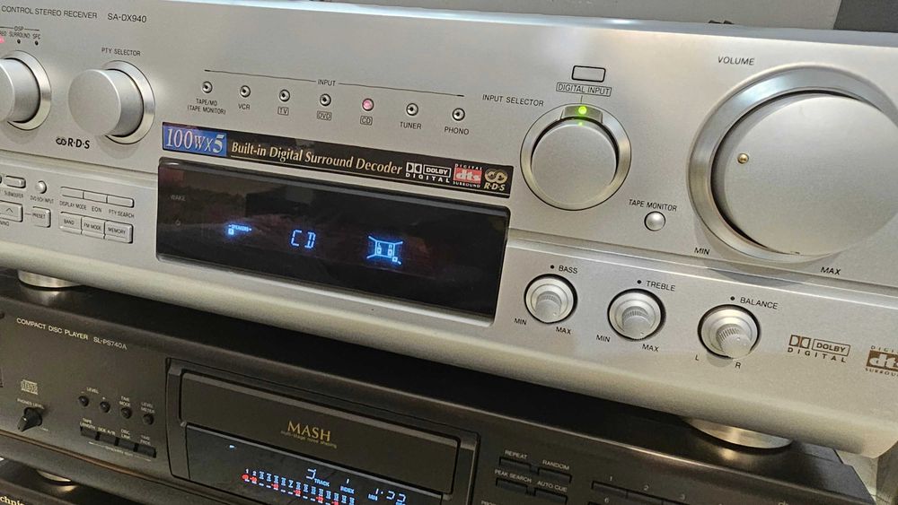 Amplituner Technics SA-DX940 RDS intrari digitale, argintiu test video