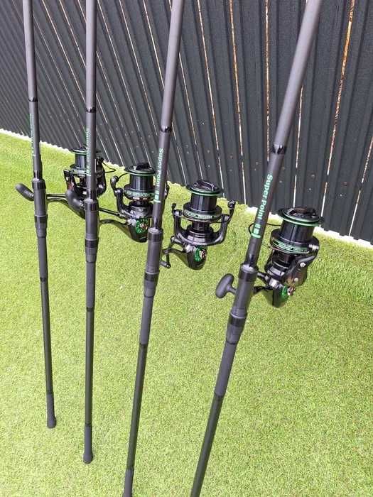 Set 4 Lansete SuperPoint 3.90m 4.5 lbs 2seg + 4 TM 12000 14+1 Rulmenti