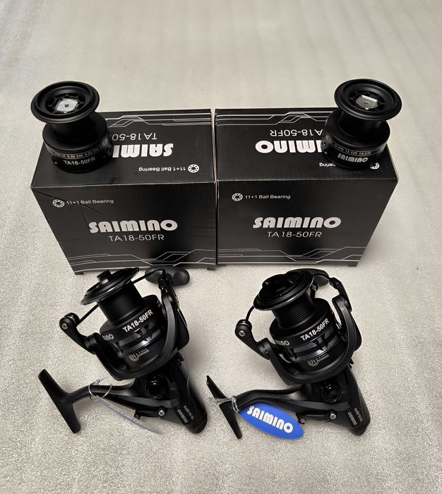 SET 2 Mulinete Crap SAIMINO TA18-50FR cu baitrunner 12 Rulmenti