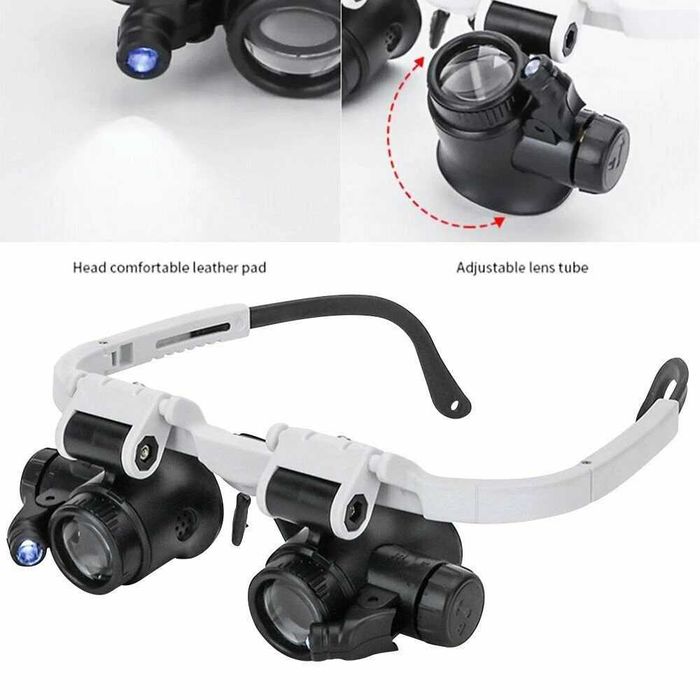 Бижутерски лупа с LED светлина , лента за глава