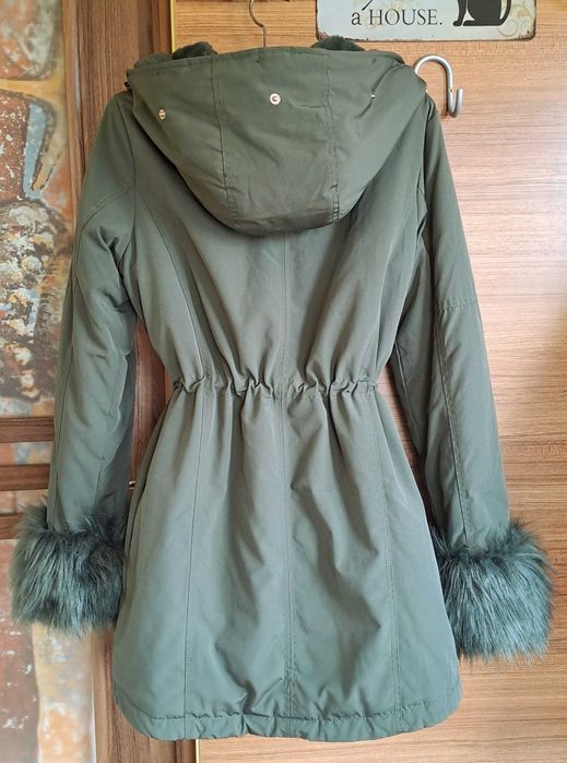 Geacă de iarnă pentru femei, parka, verde kaki