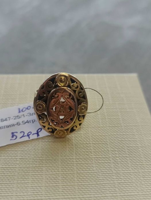 Златен пръстен ръчна изработка 6.54гр 14к 52 размер