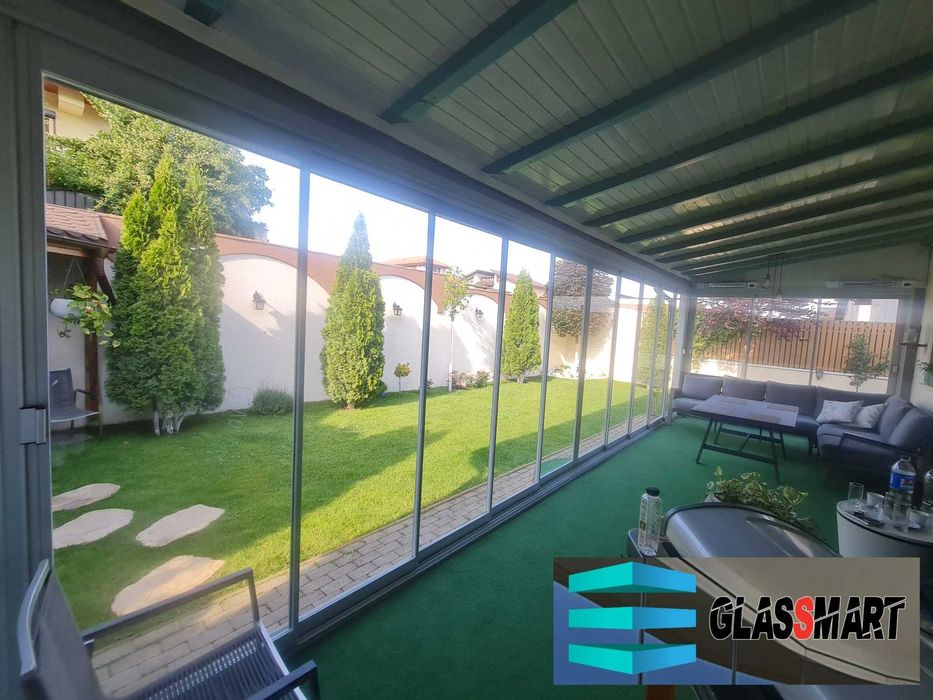 Inchidere Balcone , Terasa , Pergole retractabila cu LED, Bioclimatic Rolling Roof retractabila cu lamela alum., Wintergarden  Acoperis fix din sticla