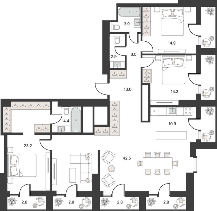 Продаётся Ексклюзивный Квартира PENTHOUSE ЖК Centr One 143м2 29-этаж
