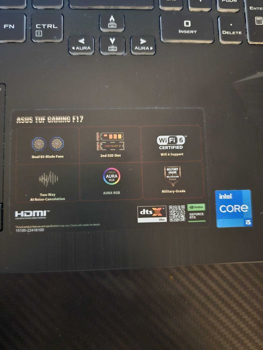 Laptop Gaming Asus TUF F17 24gb ram, rtx 2050
