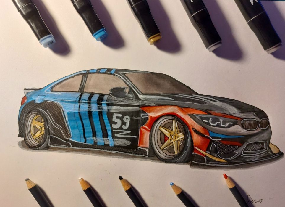 Poster A4 BMW M4 RACING facut manual.