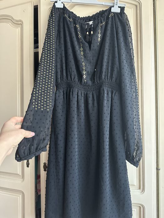 Rochie de ocazie neagra cu decor din paiete - marime 8 (S-M)