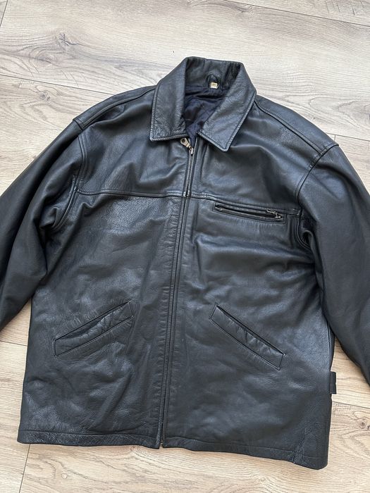 Geaca Piele Naturala Cu Guler Captusit Gros Barbati | Marime XL