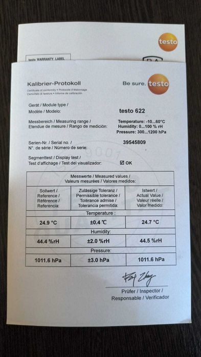 Testo 622 — Термогигрометр, барометр для лаборатории