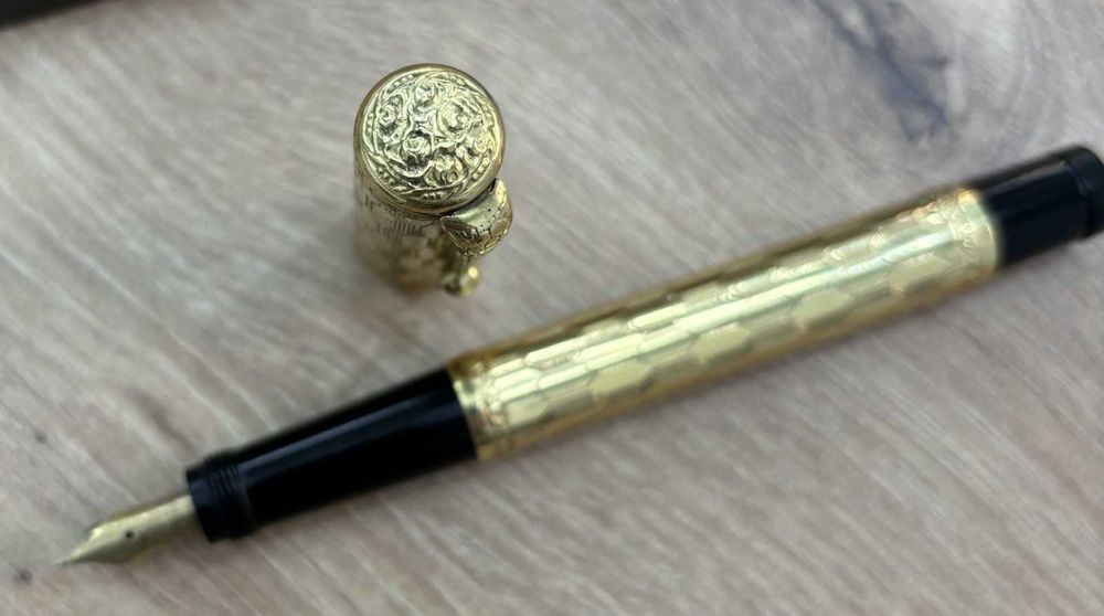 Stilou de aur ATLANTICA 18K cu cutie originală – Italia, anii 1920 – Art Deco