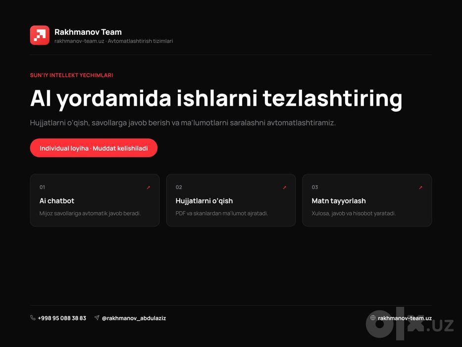 Sun’iy intellekt dasturi | Разработка ИИ-решений