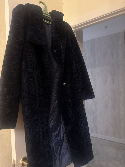 Эко шубка синего цвета